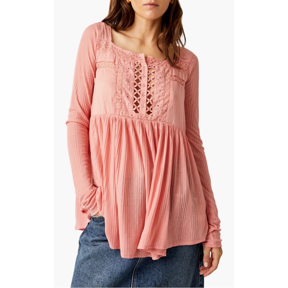Free People Pretty Please Lace Tunic Top